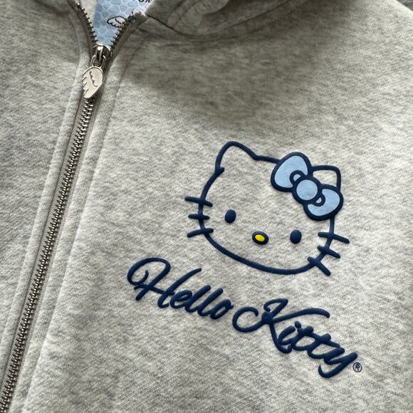 Hello Kitty x Forever 21 Hoodie Girls 11 / 12 Gray Full Zip Jacket - Picture 4 of 7